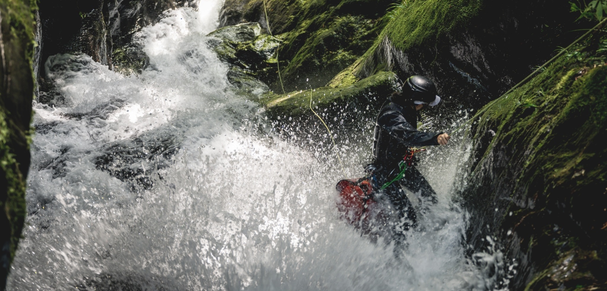 Banner with a fast water stream in Taiwan