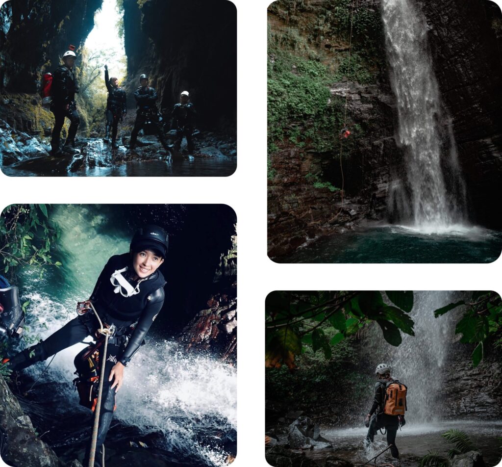 Collage of pictures from the Moon Canyon in taiwan