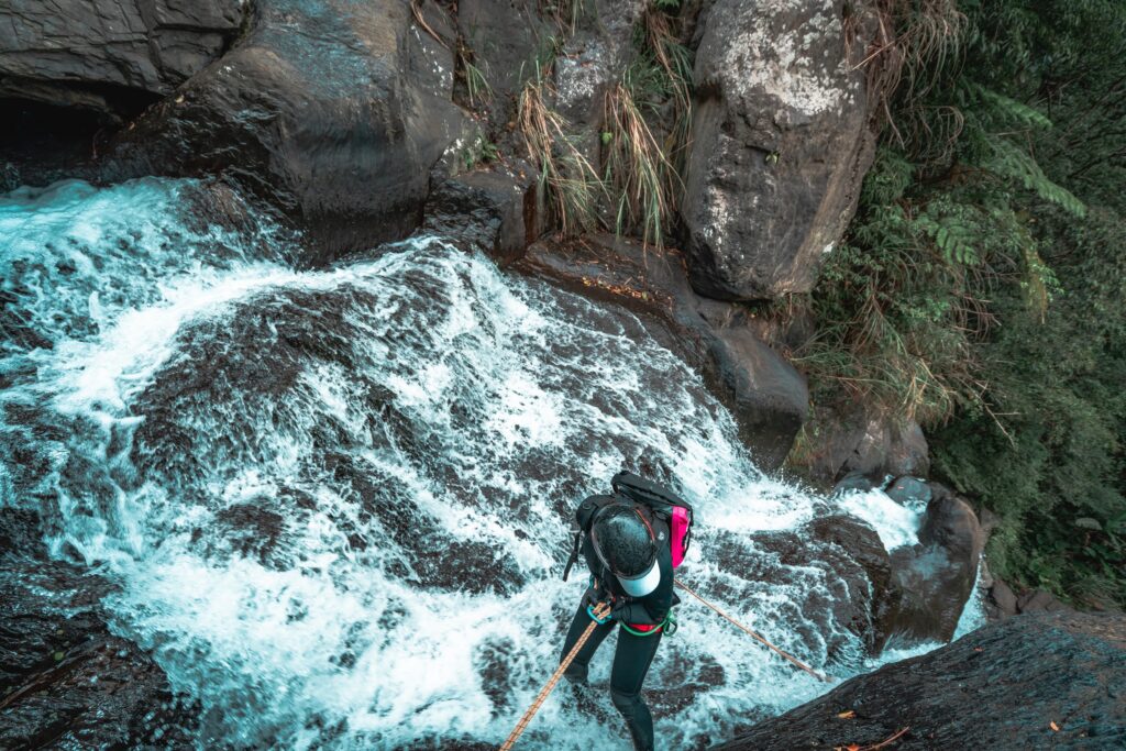 Waterfall Cascade in Taiwan`s Orchid Canyon